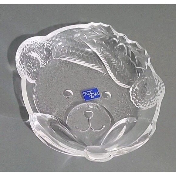 Vintage Mikasa Nova Candy Dish Crystal "Bear Necessities" Teddy Christmas 5.5" - Picture 1 of 5
